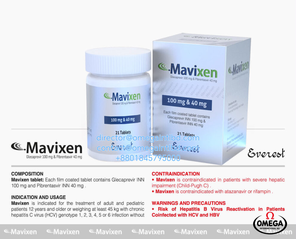 Mavixen 100mg+40mg (Glecaprevir+Pibrentasvir)